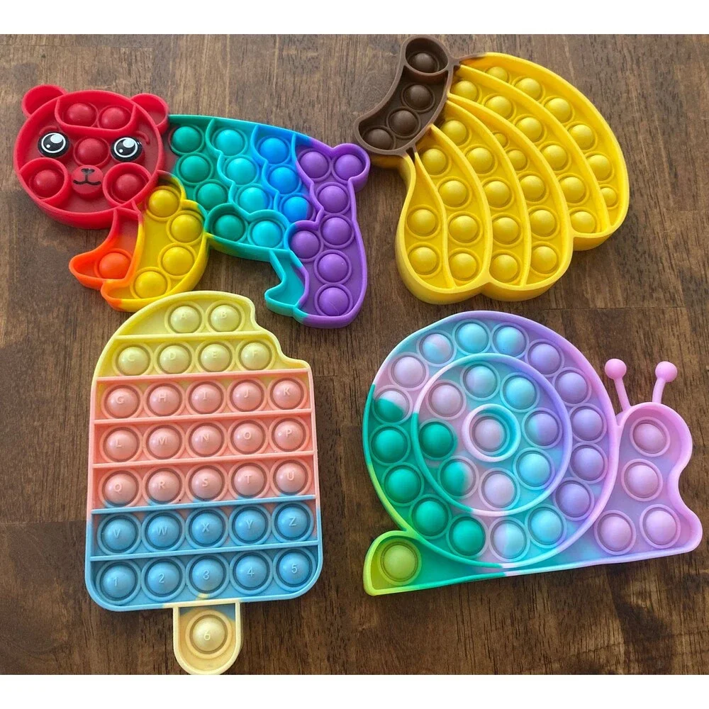 Popit LARGE Fidget Toy Push Bubble Sensory Stress Relief Kids Gift Rainbow Lot